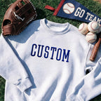 Custom 3D Varsity Puff Embroidered College Block Crewneck Sweatshirt