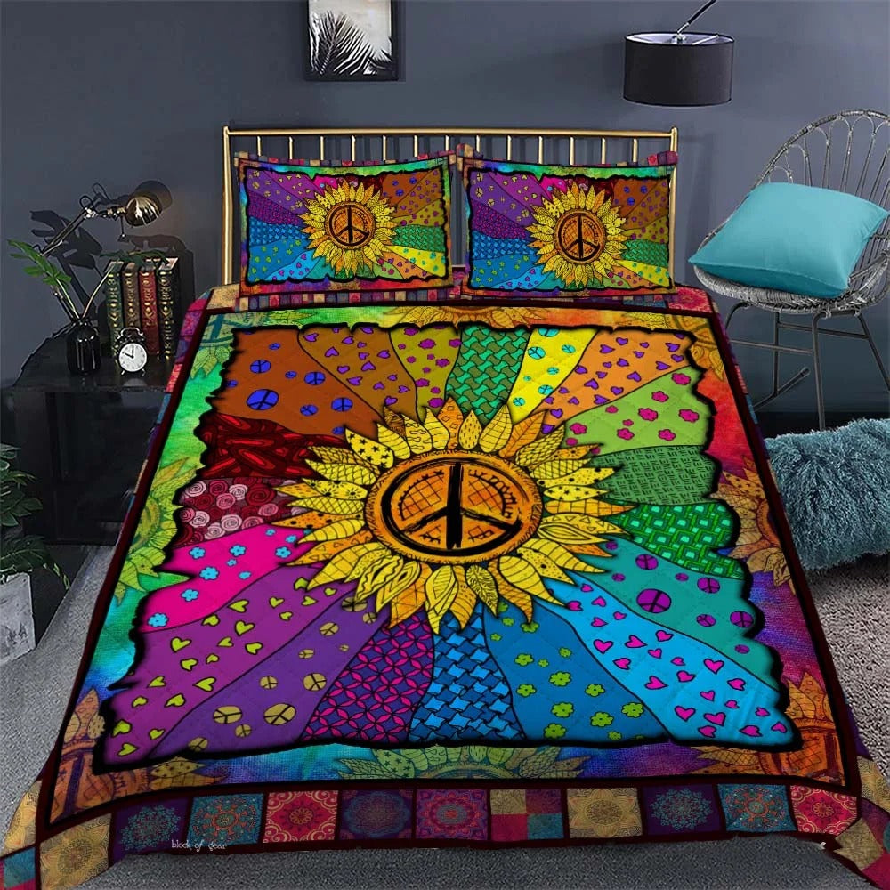 Hippie Quilt Bedding Set - Free Mind Quilted Bedding