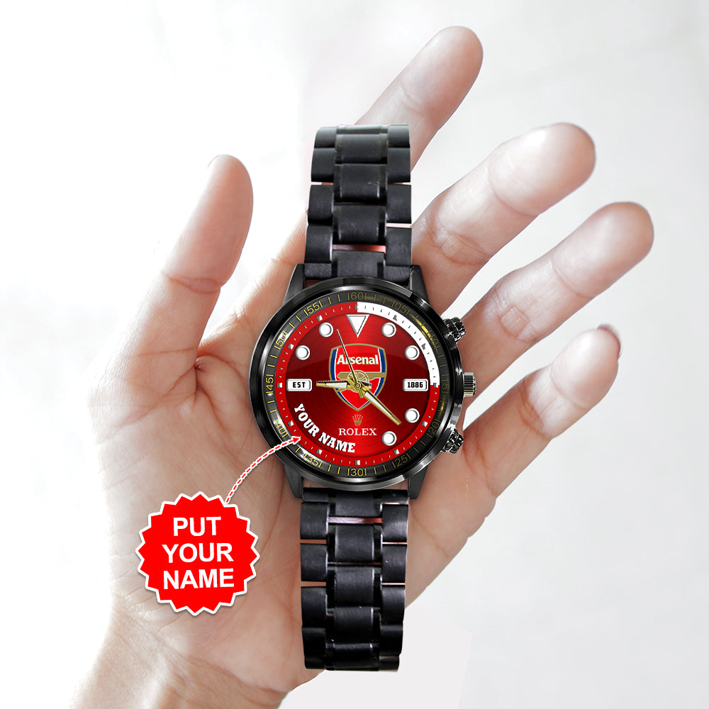 Personalized Arsenal FC x Rolex Black Stainless Steel Watch - MAITM8425