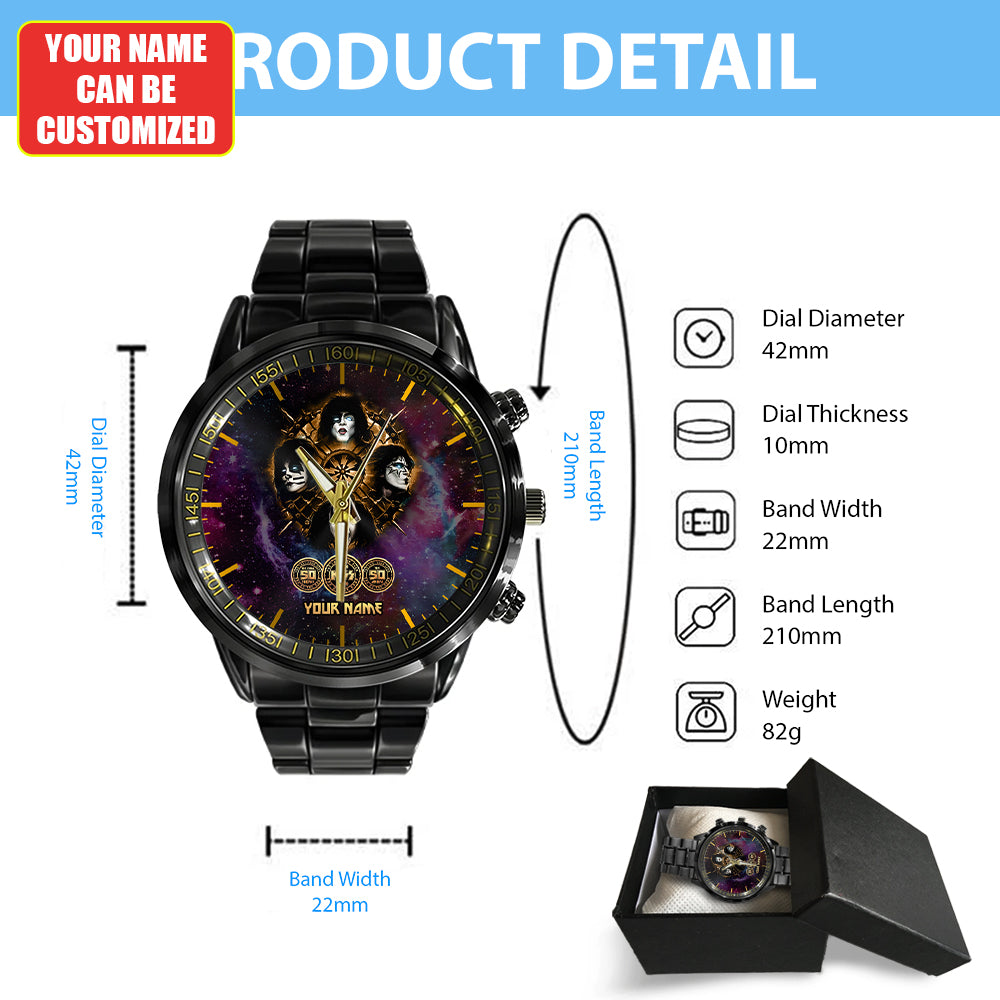 Personalized KISS Black Stainless Steel Watch - HUANNM 4877