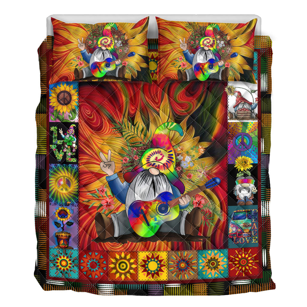 Hippie Quilt Bedding Set - Lively Color Quilted Bed Cover