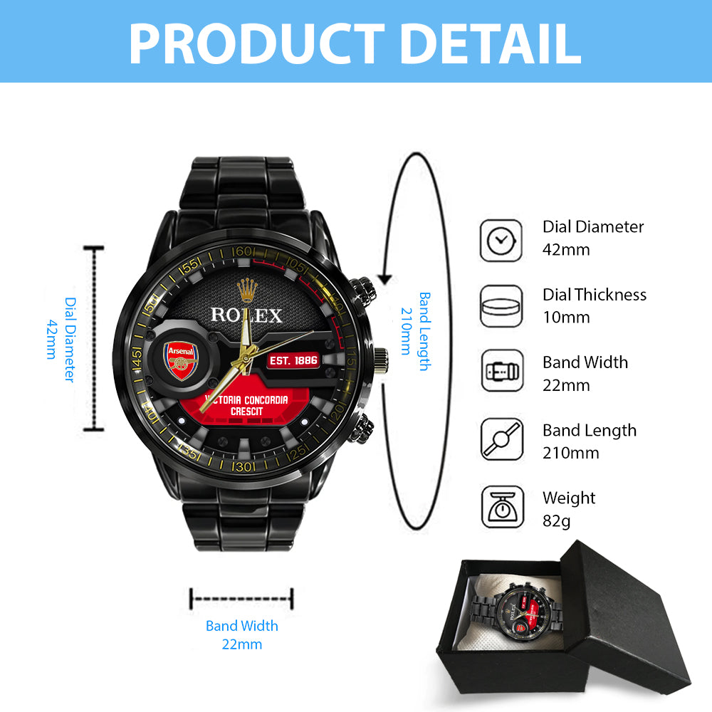 Arsenal FC x Rolex Black Stainless Steel Watch - MAITM6548