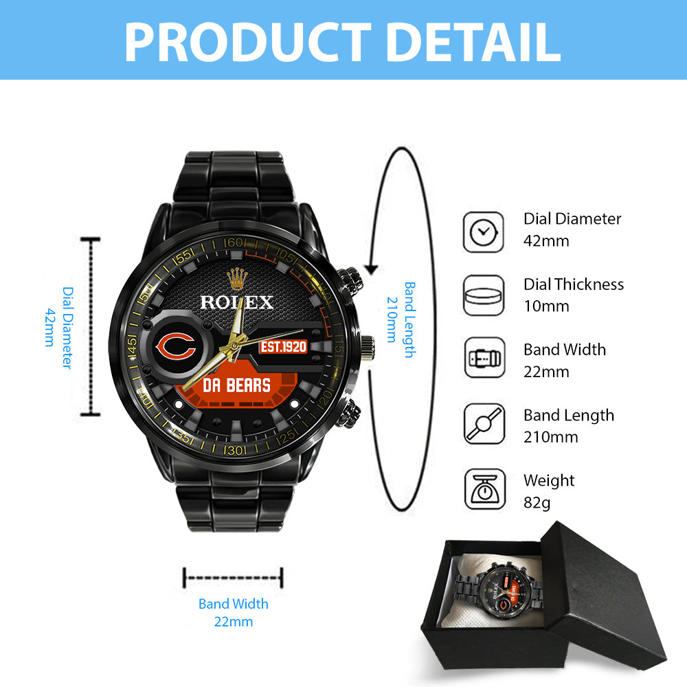Chicago Bears x Rolex Black Stainless Steel Watch - MAITM13204