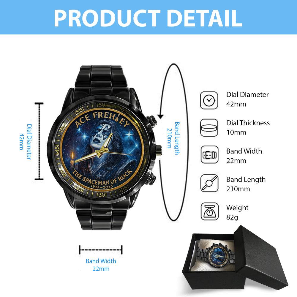 KISS x Ace Frehley Black Stainless Steel Watch - MAITM13472