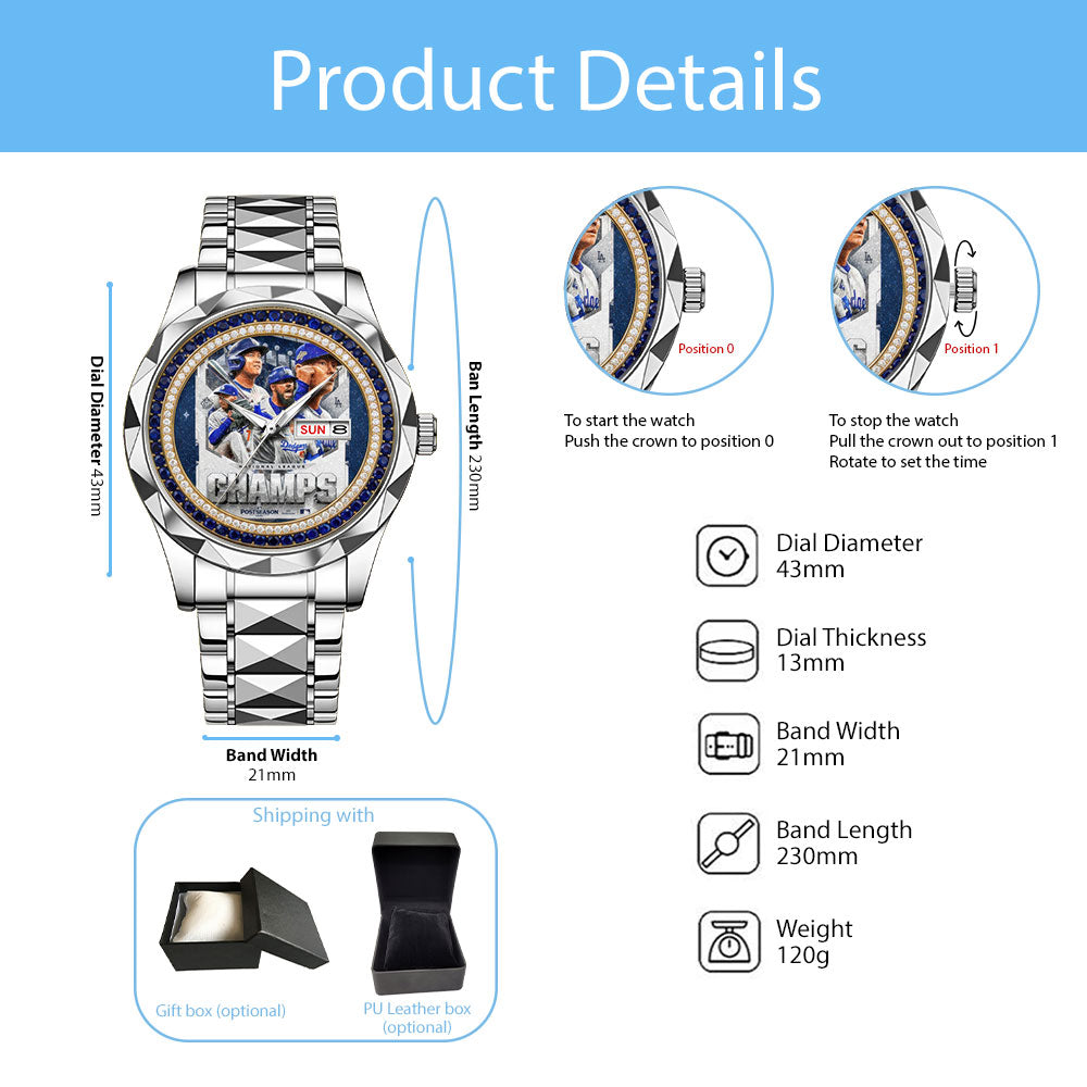 Los Angeles Dodgers 2025 National League Alloy Luxury Quartz Watch - MAITM13542