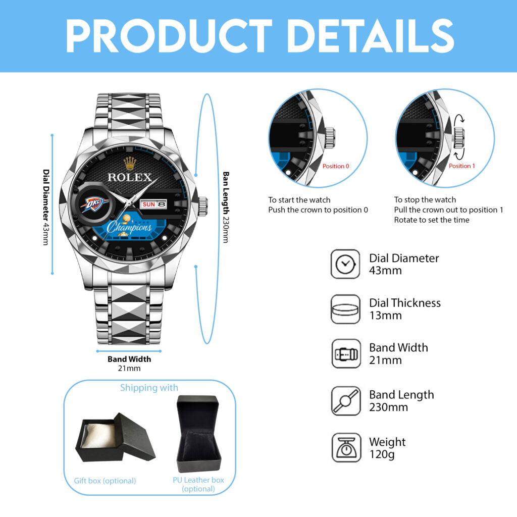 Oklahoma City Thunder 2025 NBA Champions x Rolex Alloy Luxury Quartz Watch - MAITM 12023