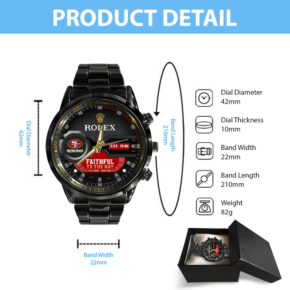 San Francisco 49ers x Rolex Black Stainless Steel Watch - MAITM7527