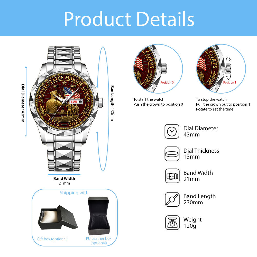 US Marine Corps 2025 Alloy Luxury Quartz Watch - MAITM13270