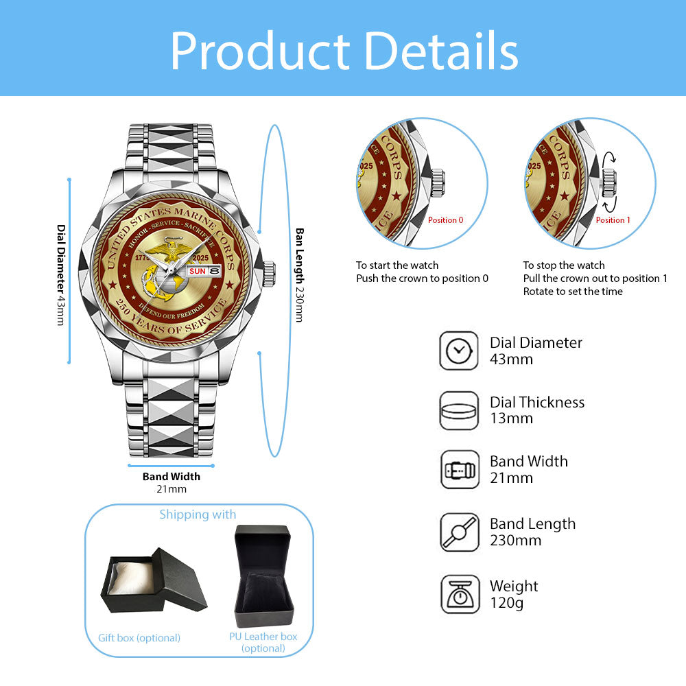 US Marine Corps Alloy Luxury Quartz Watch - MAITM12591
