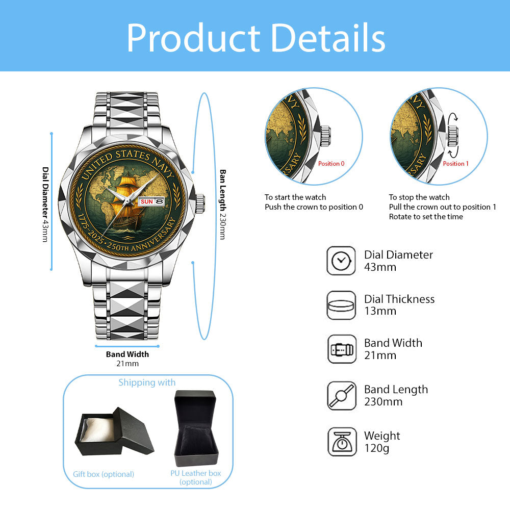 US Navy 250th Anniversary Alloy Luxury Quartz Watch - MAITM13278