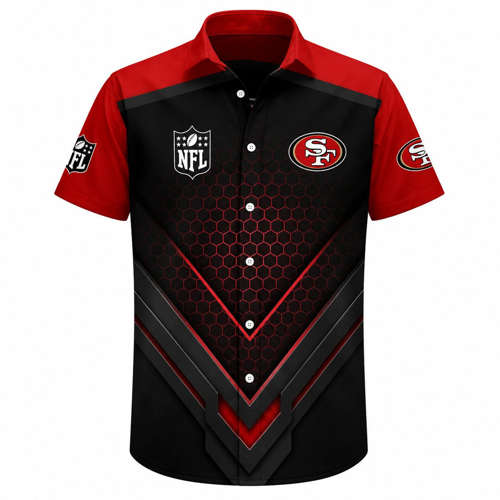 Red Fade Custom San Francisco 49ers Hawaiian Shirt