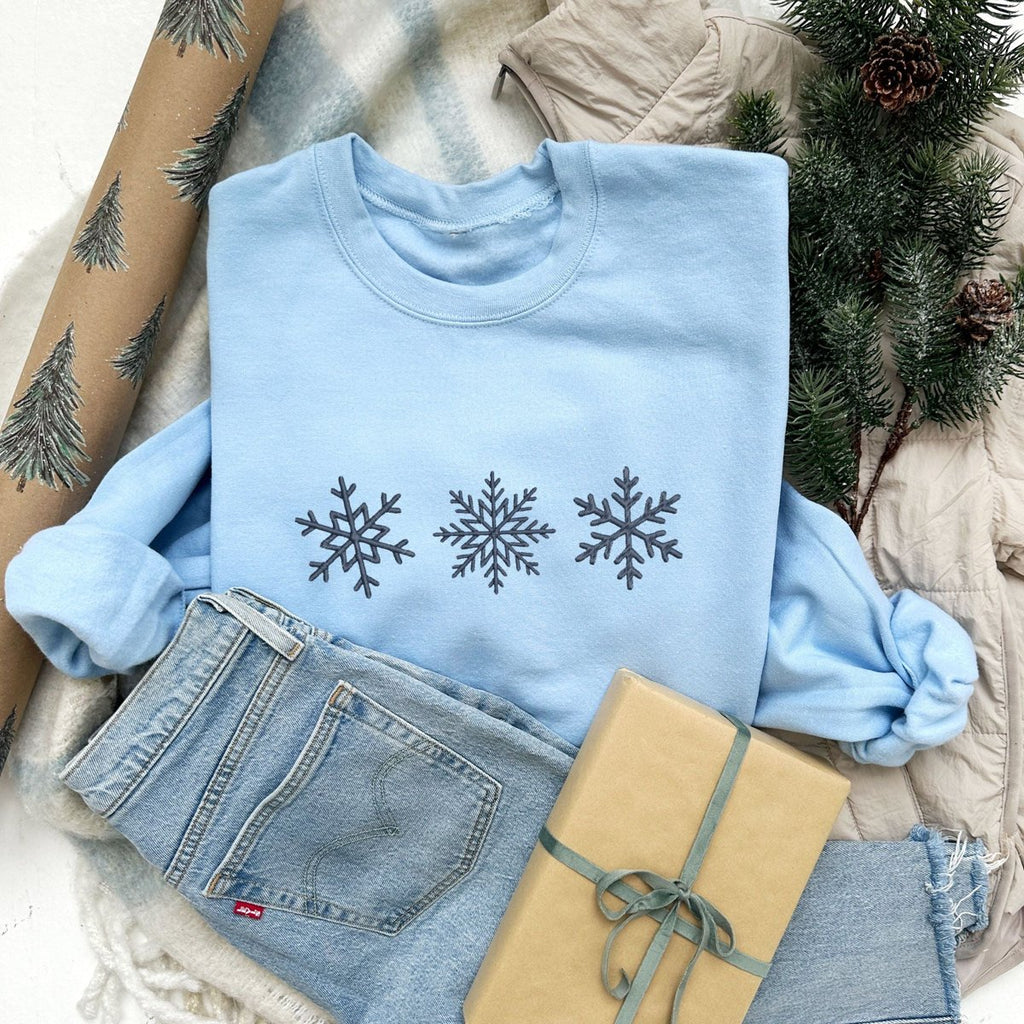 Embroidered Snowflakes Crewneck Sweatshirt