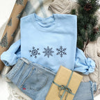 Embroidered Snowflakes Crewneck Sweatshirt