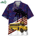 4th Of July School Bus Hawaiian Shirt