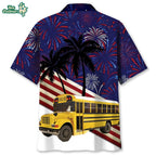 4th Of July School Bus Hawaiian Shirt
