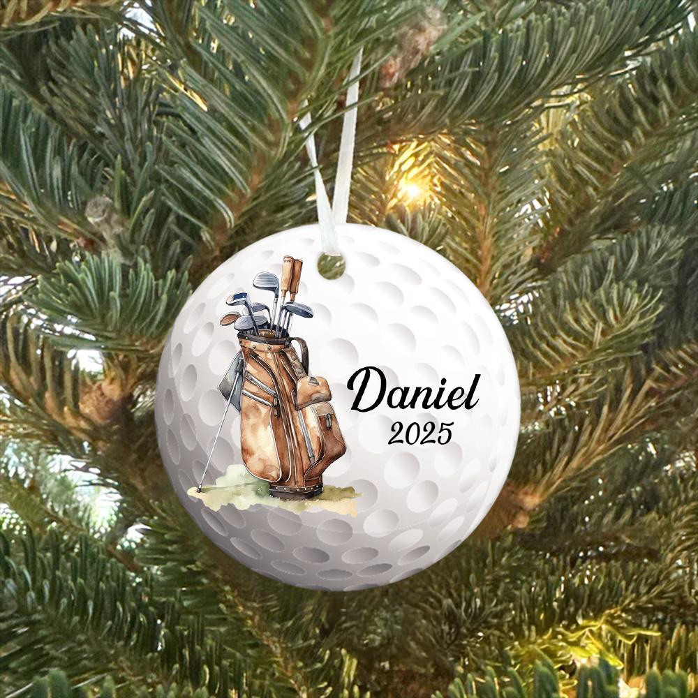Golf Christmas Ornament - Personalized Custom 3D Inflated Effect Ceramic Ornament - Christmas Gift For Golf Lovers