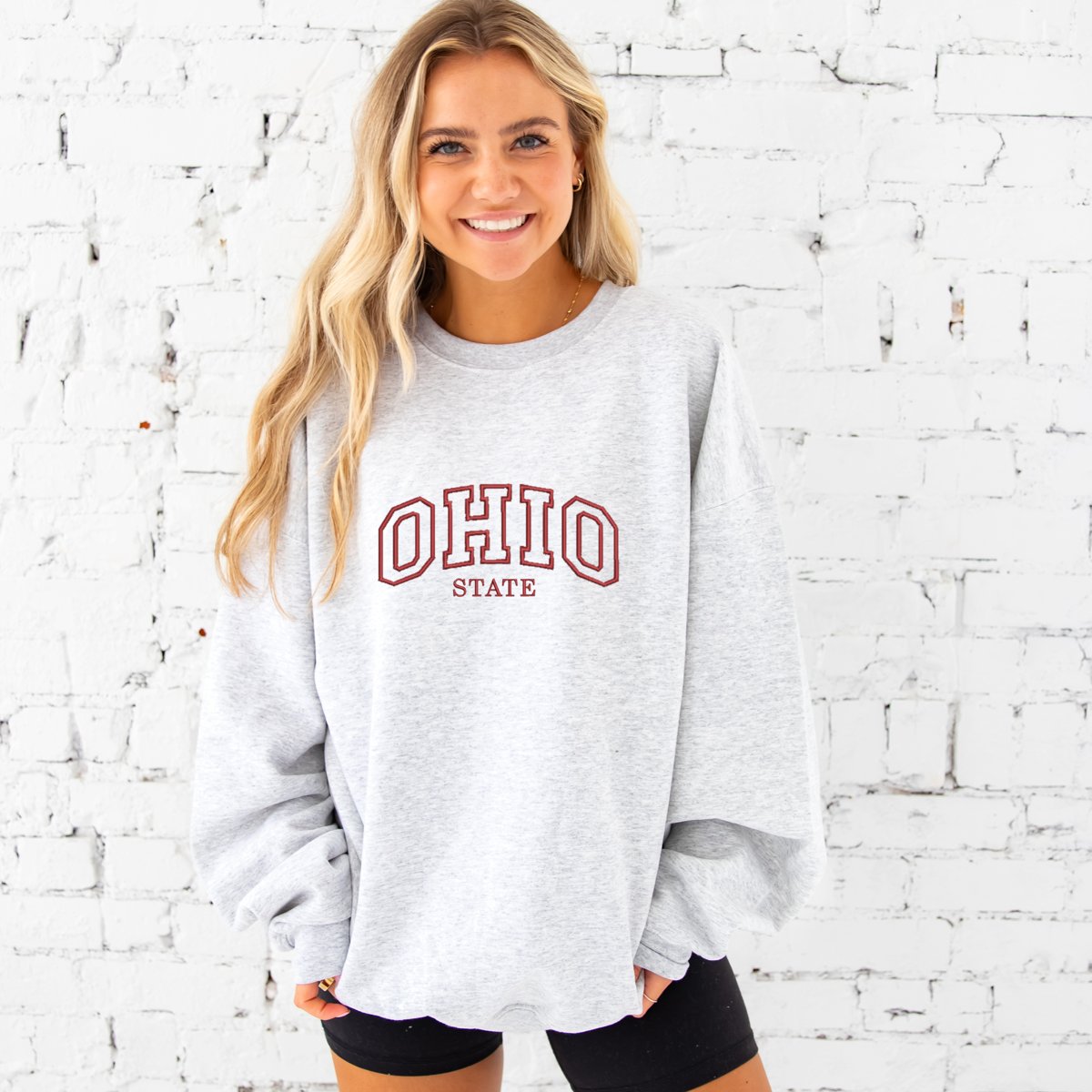 Custom College Athletic Block Embroidered Gemma Crewneck Sweatshirt