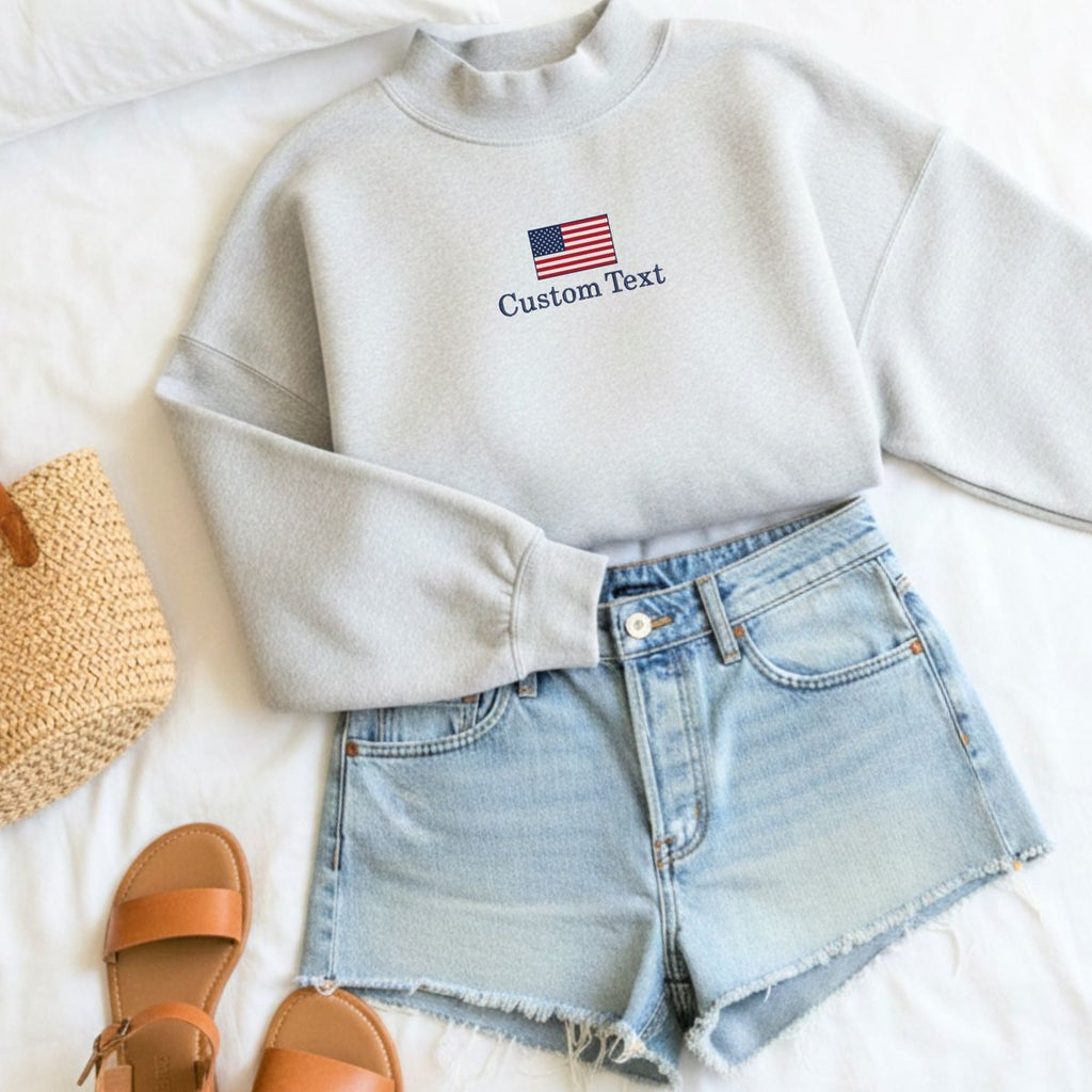 Custom USA Embroidered Juliet Mockneck Sweatshirt