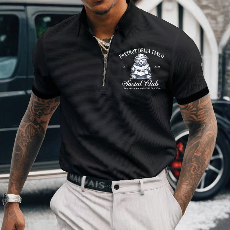 8647 Foxtrot Delta Tango Est 2025 Social Club Zipper Polo