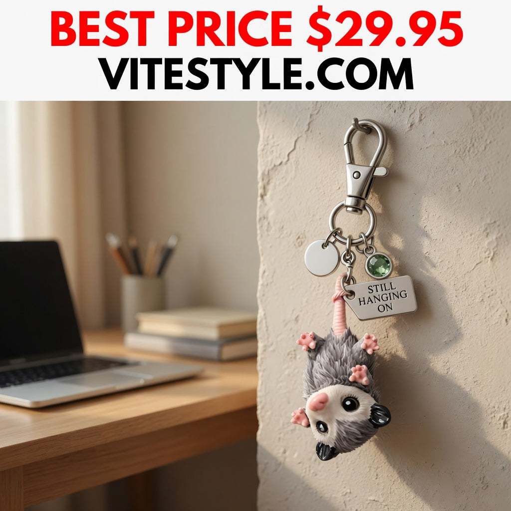 A Little Opossum for You “Still Hanging On” Keychain