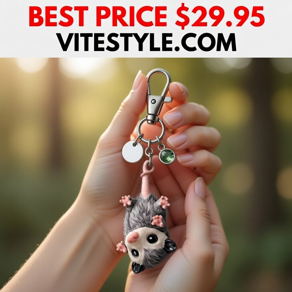 A Little Opossum for You “Still Hanging On” Keychain