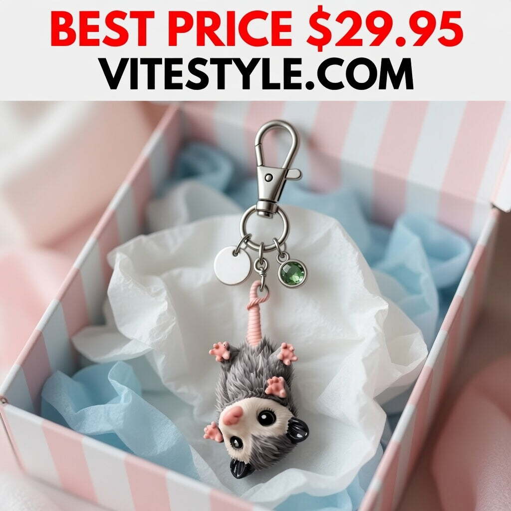 A Little Opossum for You “Still Hanging On” Keychain
