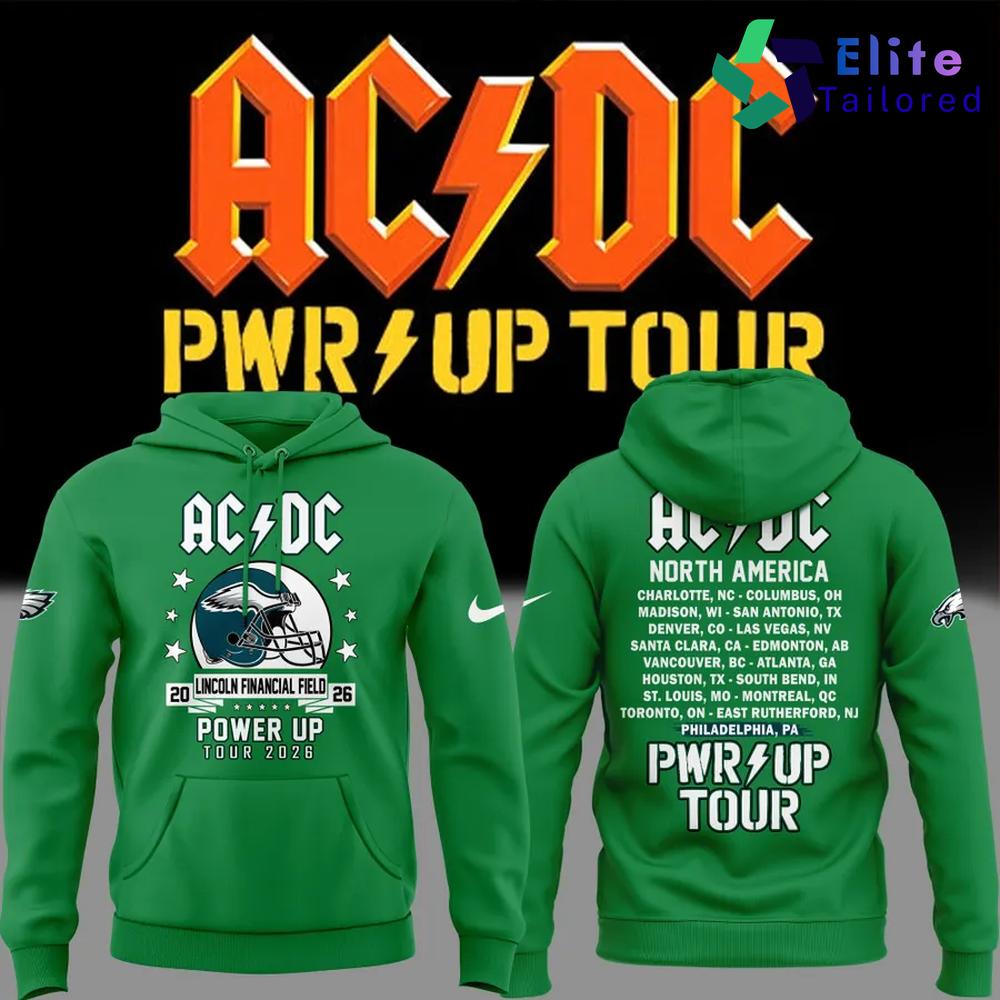 AC/DC x Philadelphia Eagles Power Up Tour 2026 Pullover Hoodie