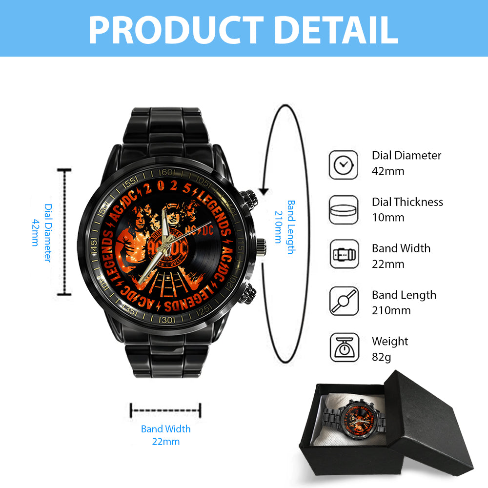 AC/DC Black Stainless Steel Watch - GNE NEW276