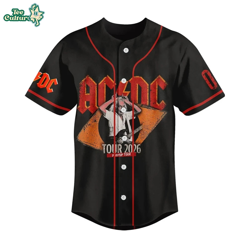 AC/DC PWR UP Tour 2026 Baseball Jersey With Tour Dates