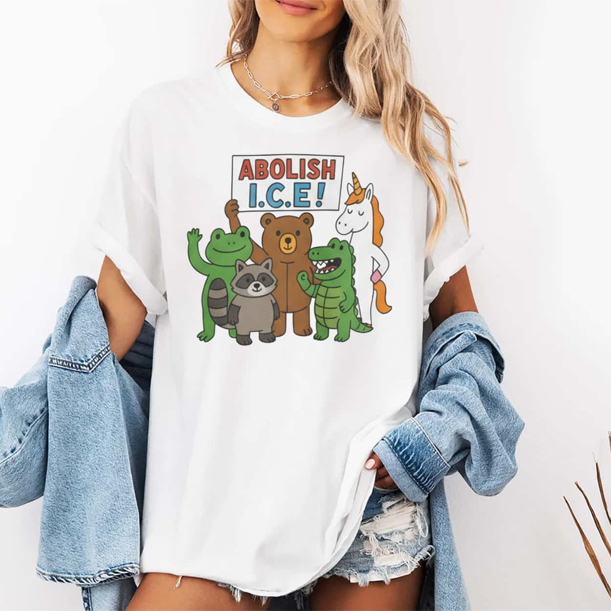 Abolish ICE Frog Unicorn Raccoon Bear Dinosaur Protest Shirt