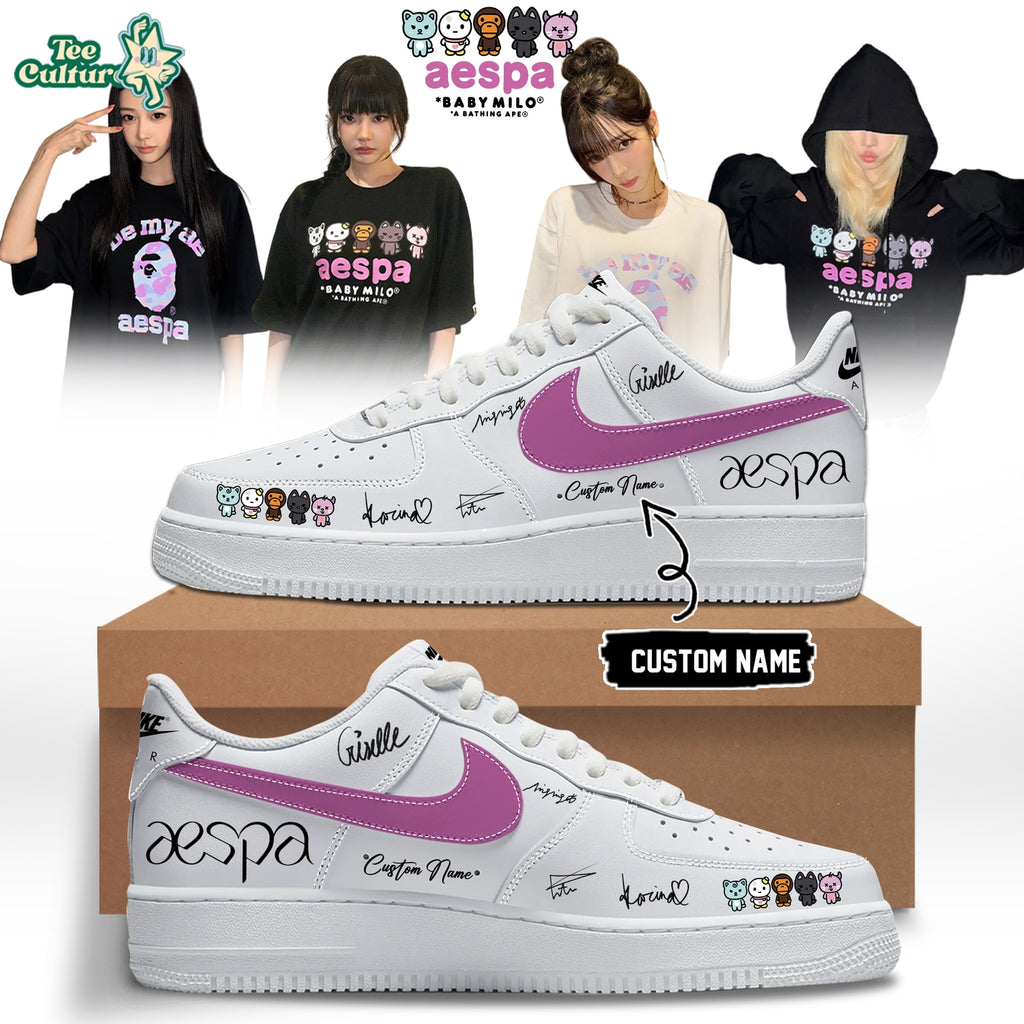 Aespa x Bape Signed Air Force 1 Sneakers Limited Edition Size 13