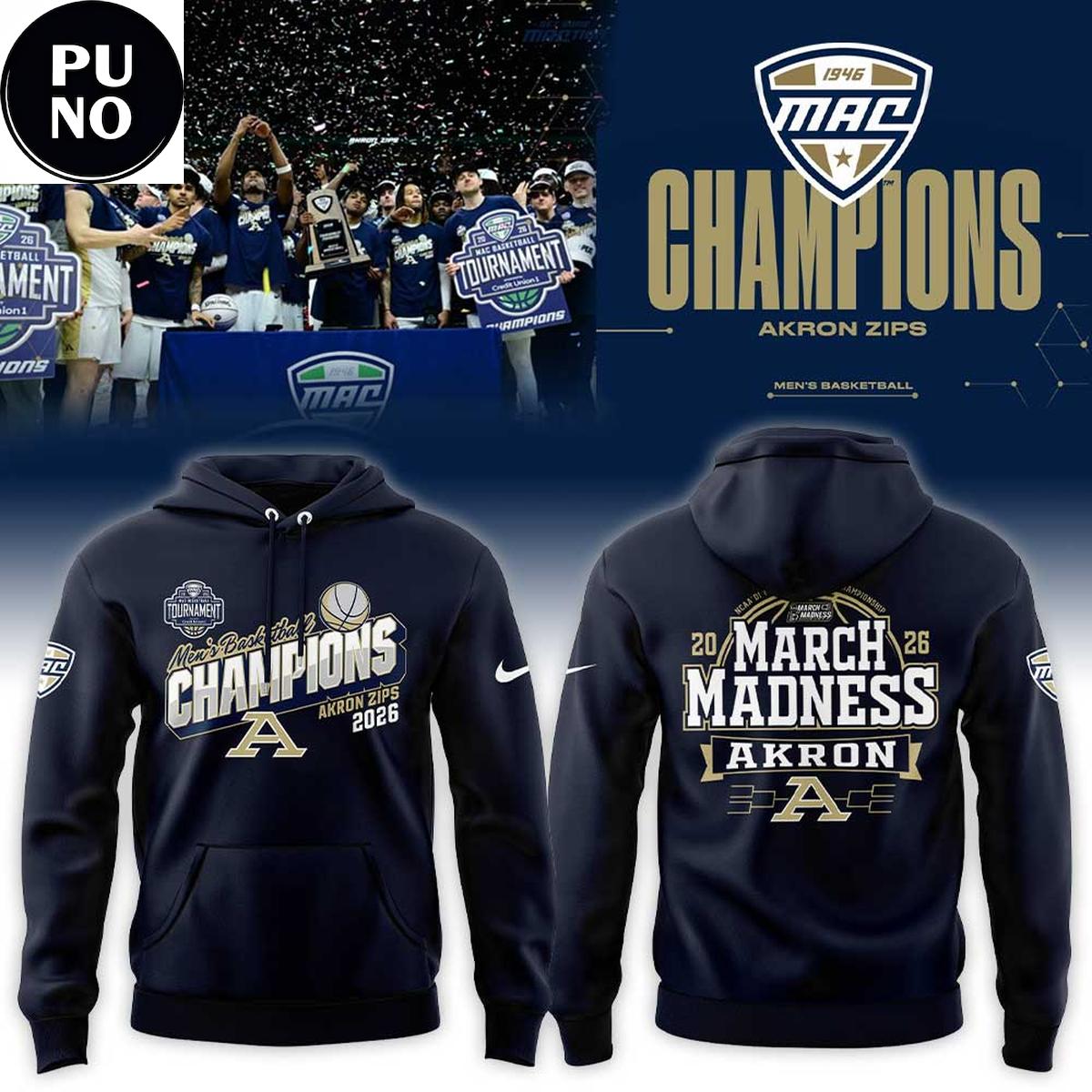 Akron Zips Men's Basketball 2026 MAC Champions Hoodie T-Shirt