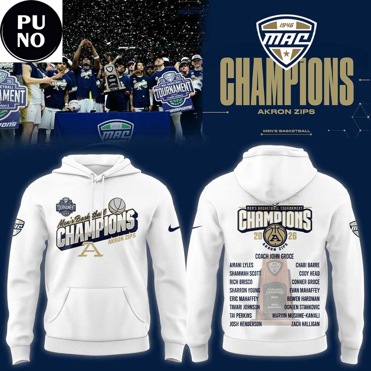 Akron Zips Men's Basketball 2026 MAC Champions Hoodie T-Shirt