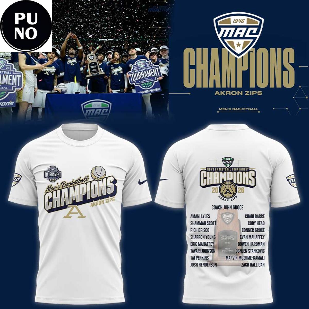 Akron Zips Men's Basketball 2026 MAC Champions Hoodie T-Shirt