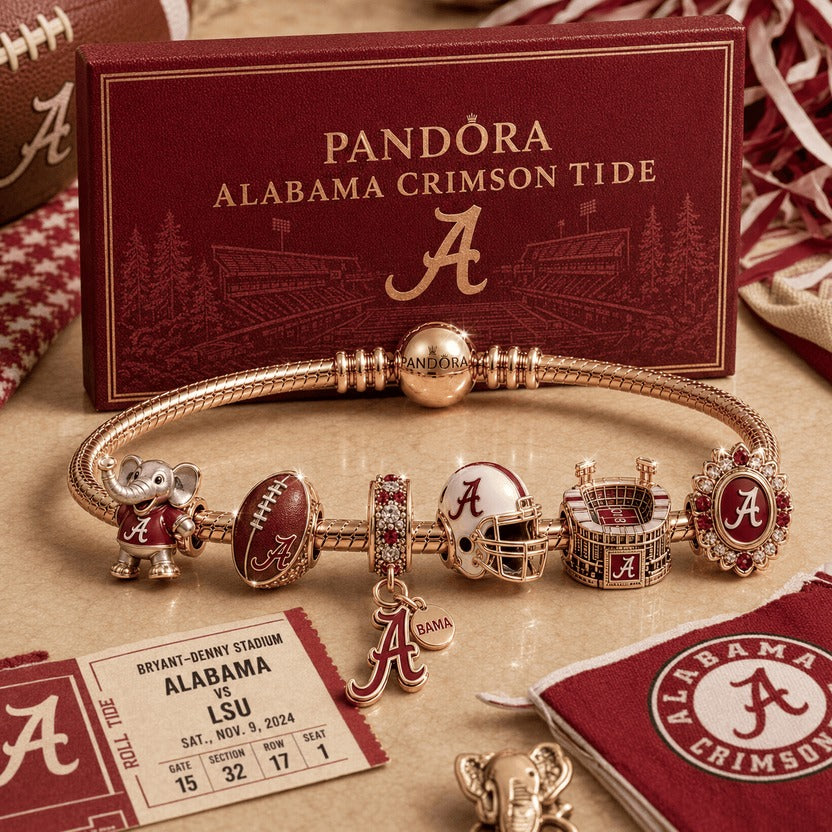 Alabama Crimson Tide Pandora Charm Bracelet