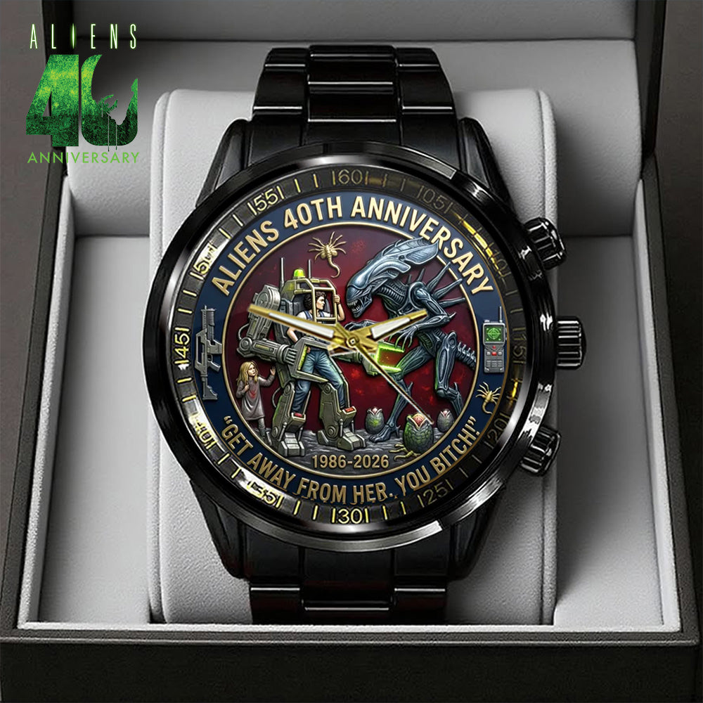 Aliens 40th Anniversary Black Stainless Steel Watch - GNE5325