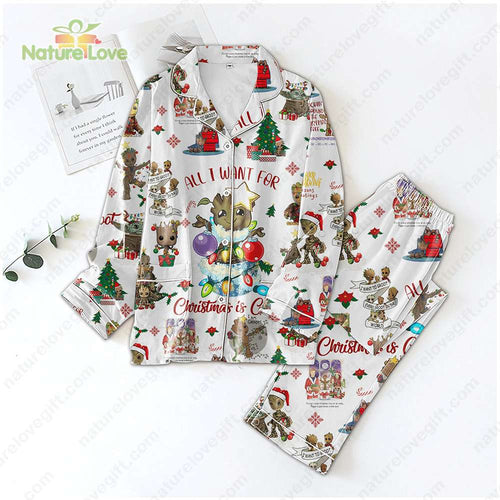 All I Want for Christmas Is Groot Pajama Set Marvel Comics Cute Pajamas