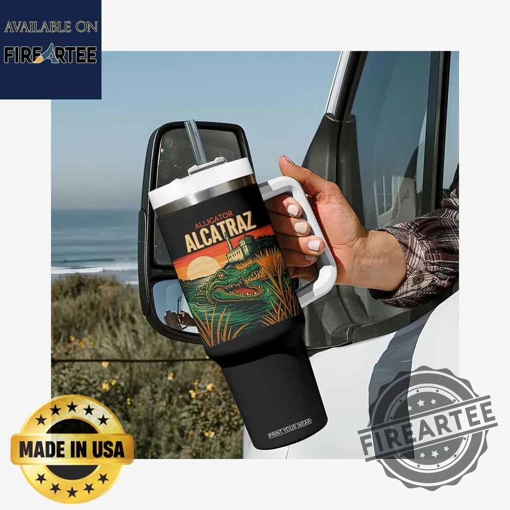 Alligator Alcatraz Tumbler Retro Sunset Alligator Mug