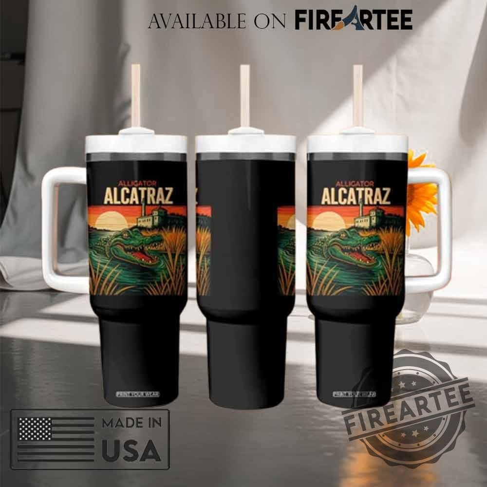 Alligator Alcatraz Tumbler Retro Sunset Alligator Mug