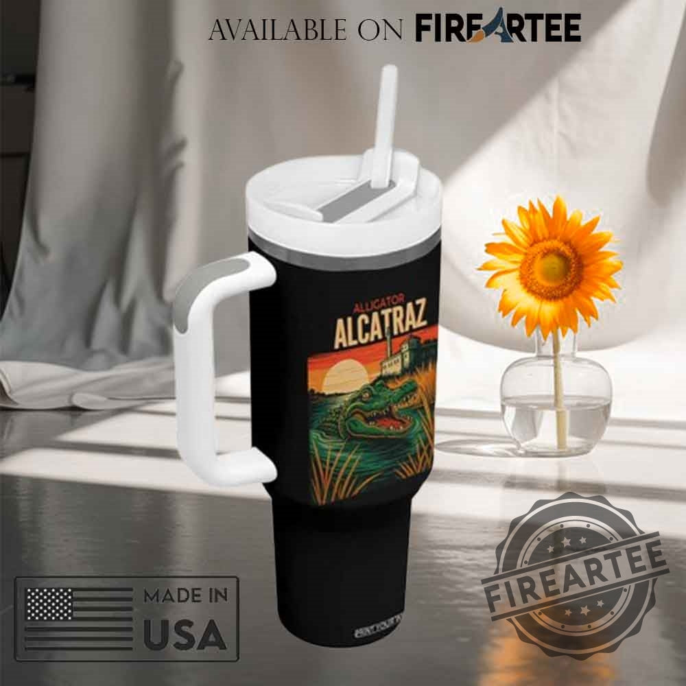 Alligator Alcatraz Tumbler Retro Sunset Alligator Mug