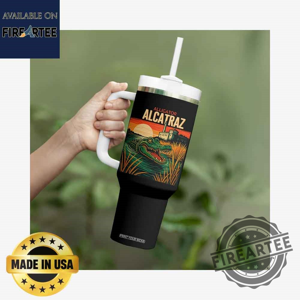 Alligator Alcatraz Tumbler Retro Sunset Alligator Mug