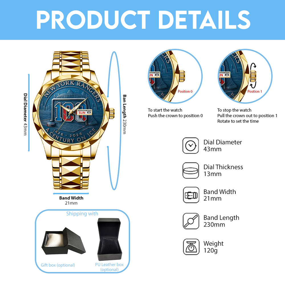 New York Rangers Alloy Luxury Quartz Watch - GNE4310