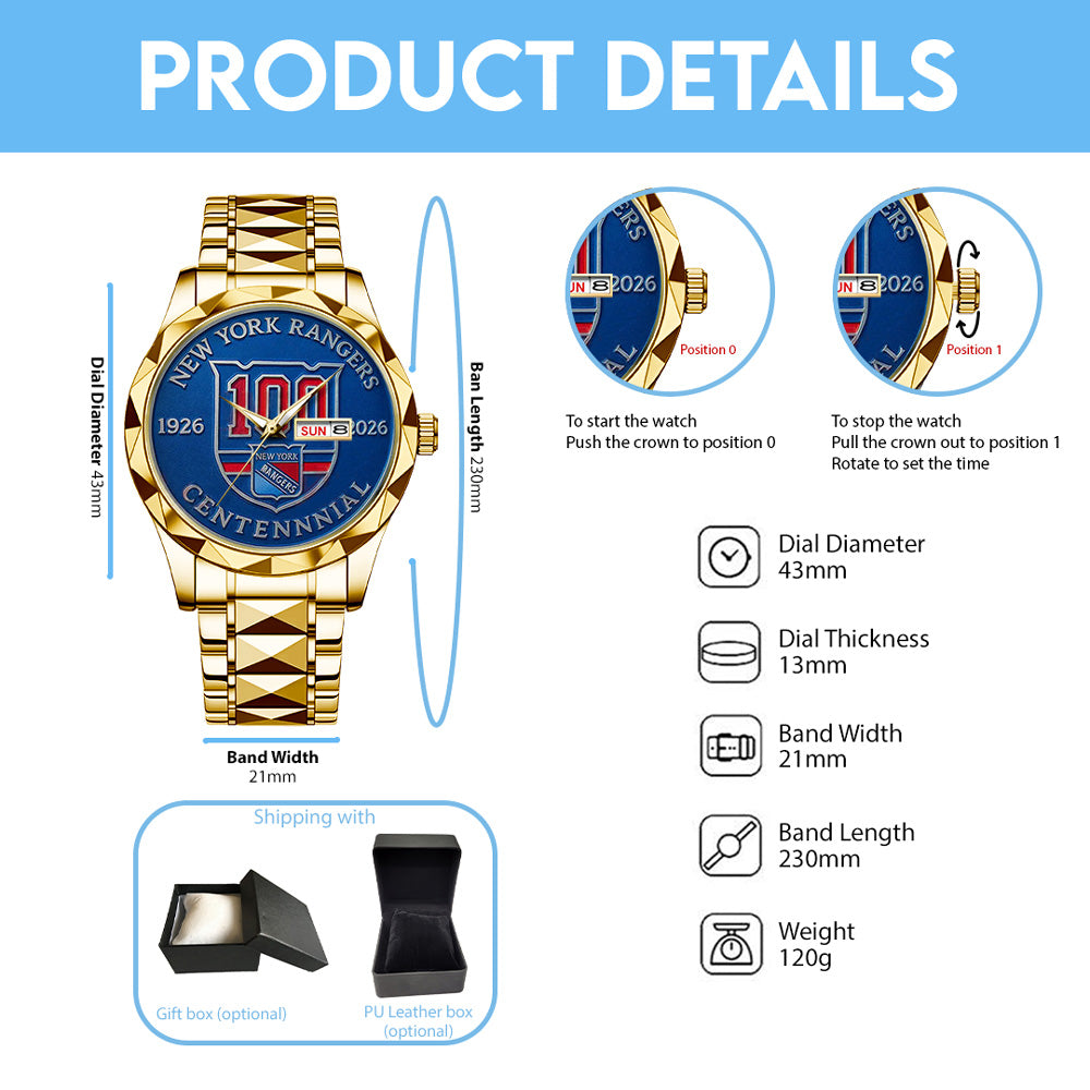 New York Rangers Alloy Luxury Quartz Watch - GNE4320