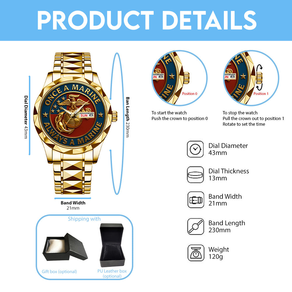 US Marine Corps Alloy Luxury Quartz Watch - TMTHU1060