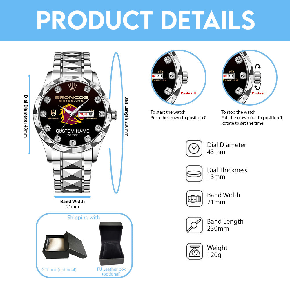 Personalized Brisbane Broncos x Rolex Alloy Luxury Quartz Watch - TMTHU1264