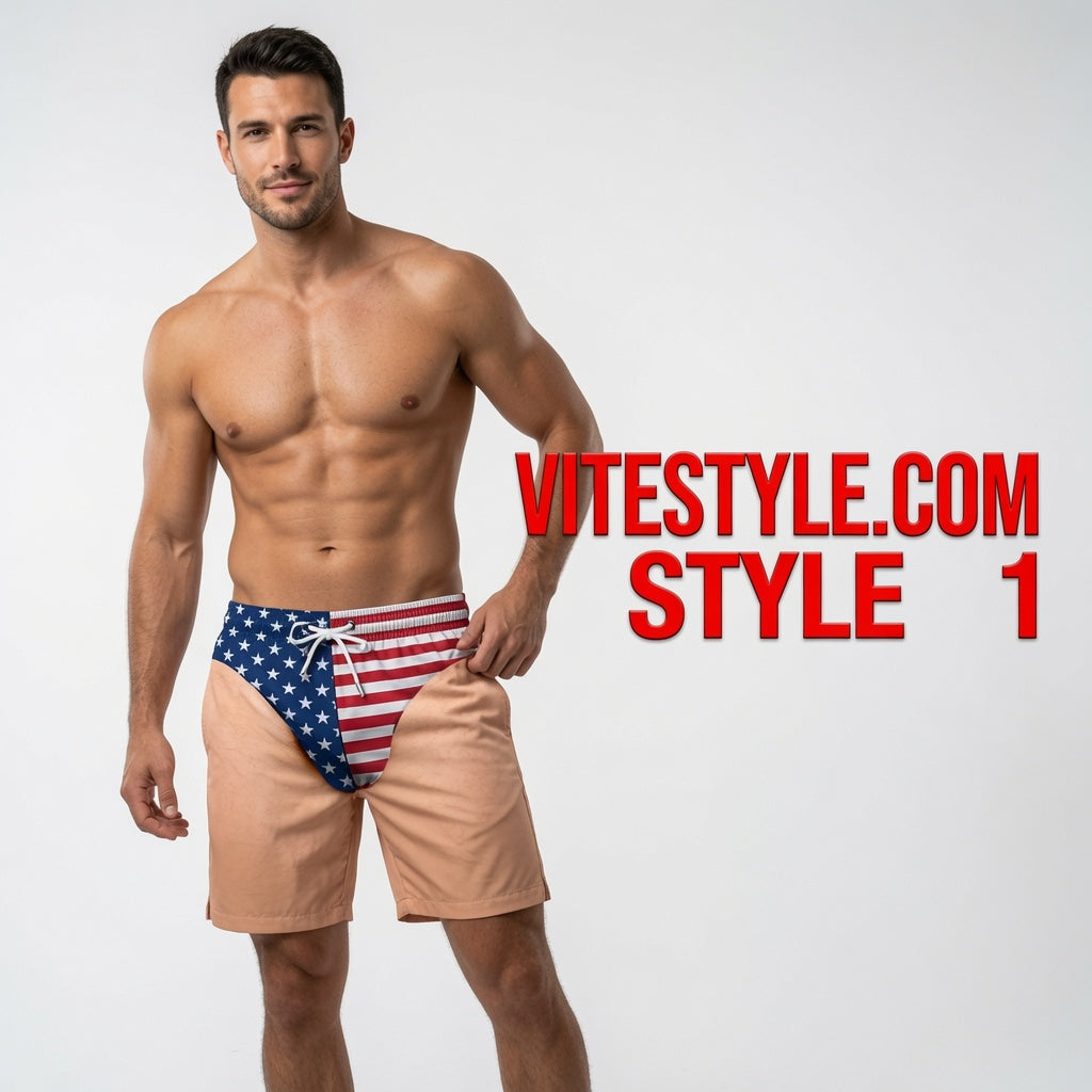 American Flag US Men Swim Trunks