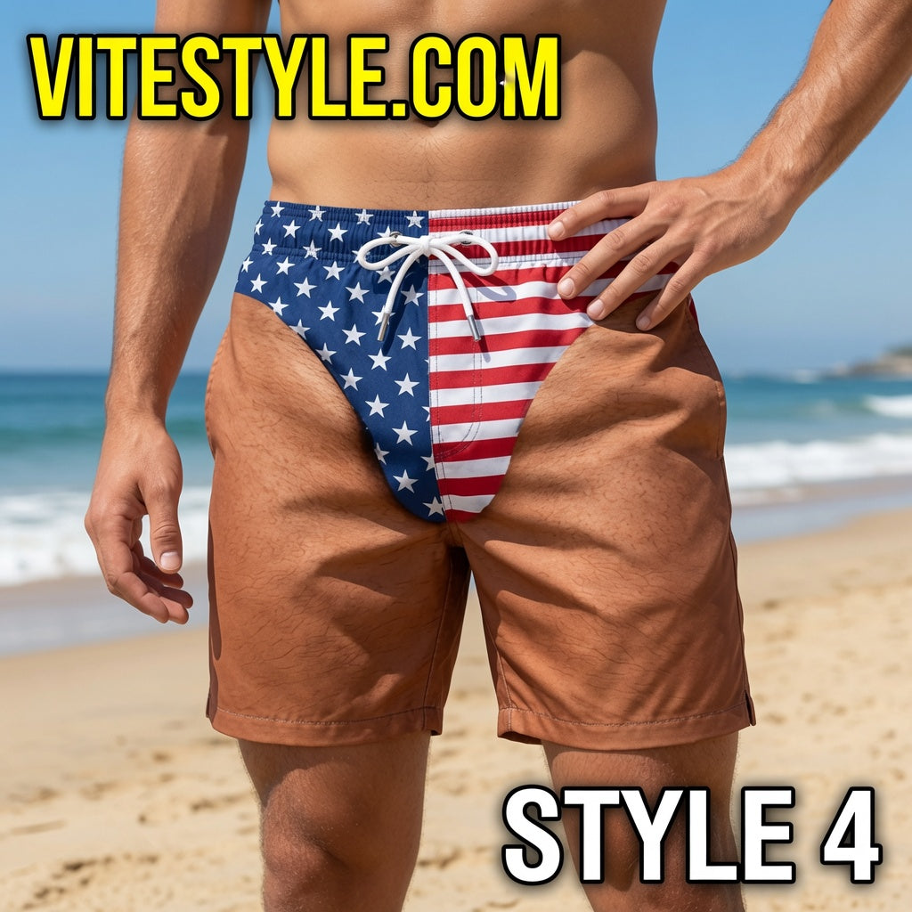 American Flag US Men Swim Trunks