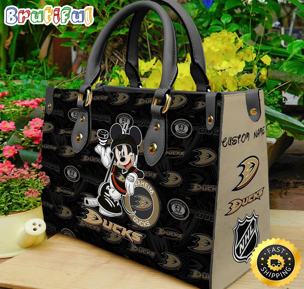 Anaheim Ducks NHL Mickey Women Leather Hand Bag