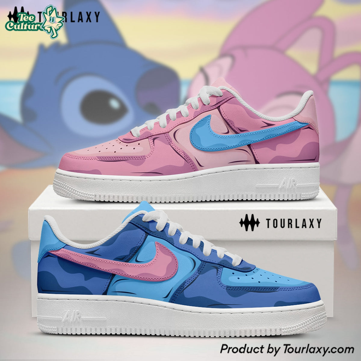 Angel & Stitch 2 Colors AF1 Shoes Custom Disney Sneaker