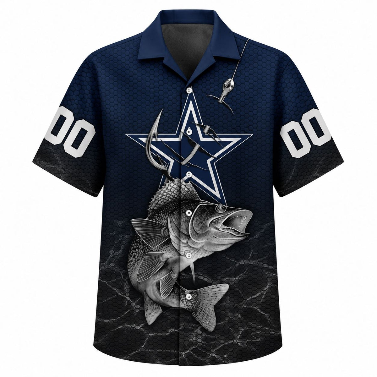 Angler’s Dream Dallas Cowboys Hawaiian Shirt — Custom Name & Number Fishing Edition